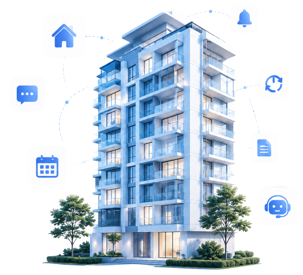 Laptop showing Yeti real estate WhatsApp automation dashboard with property leads, site visit reminders, campaign analytics, inbox, and buyer workflow views.